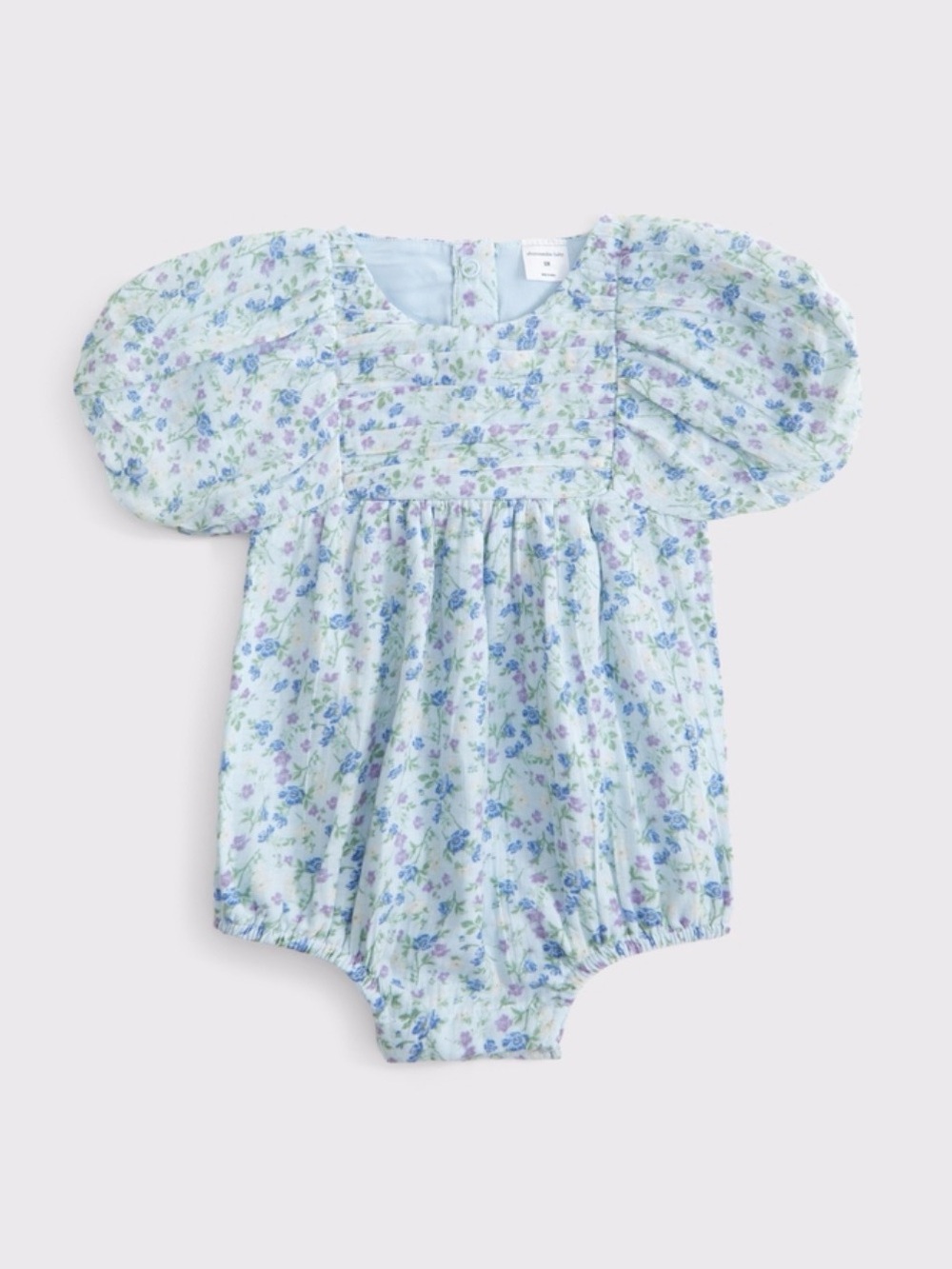 abercrombie kids Light Blue Floral Puff-Sleeve One-Piece
